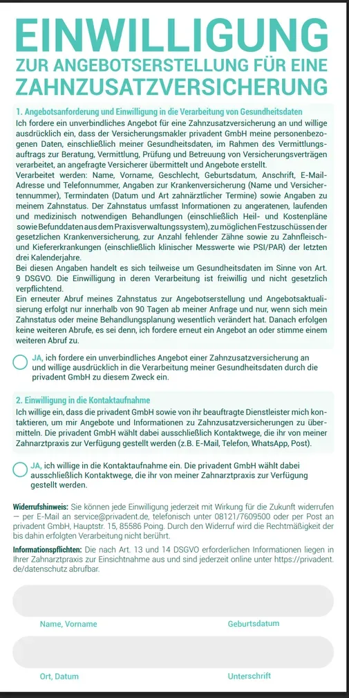 Vorschau: erste Seite von Einwilligungsformular
